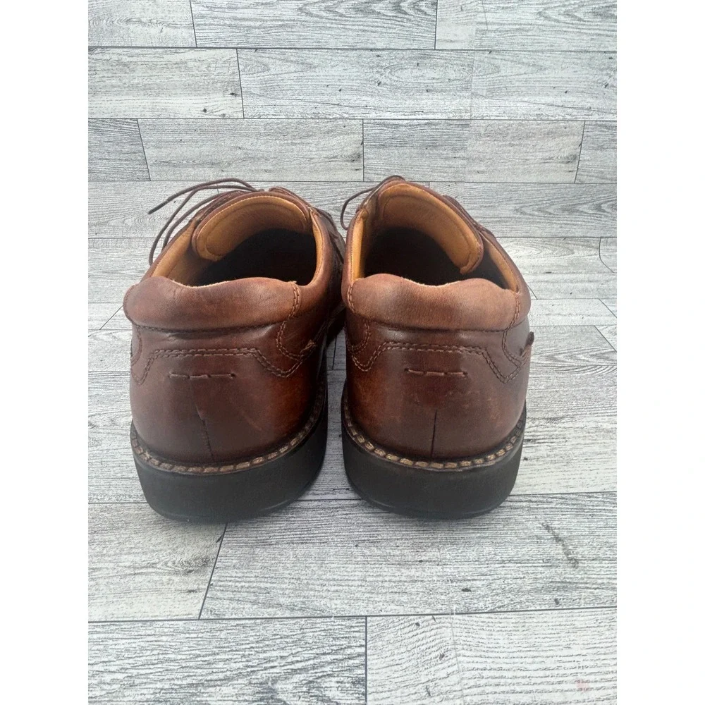 ECCO Mens Leather Dress Shoes Lace Up Brown Square Toe Size EU‎ 47 US 13.5